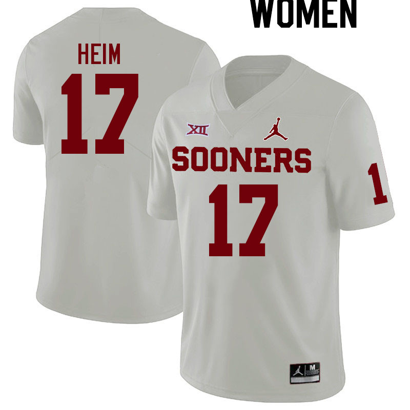 Women #17 Taylor Heim Oklahoma Sooners College Football Jerseys Stitched Sale-White - Click Image to Close